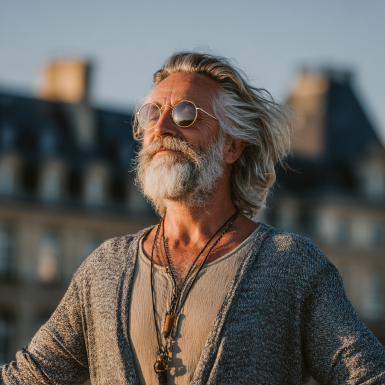 Літній чоловік виконує позу йоги на природі